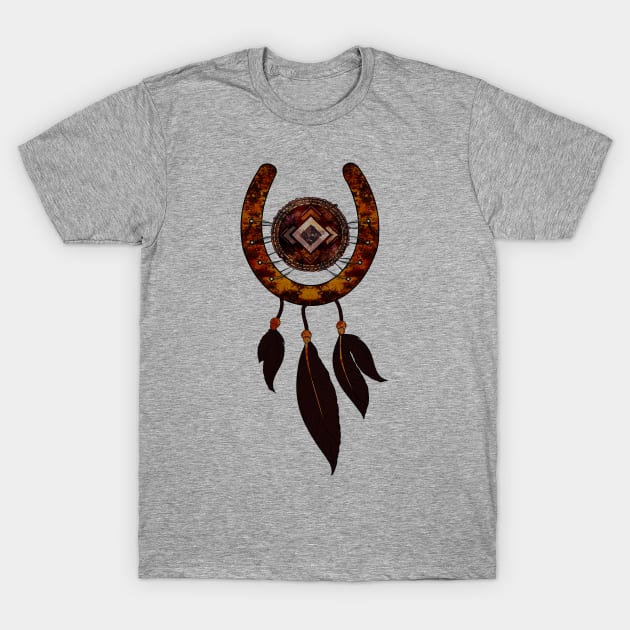 Horseshoe with Dream Catcher T-Shirt by ddtk